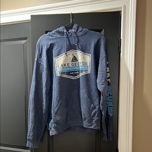 Lake George Blue Hoodie Sweatshirt Size Large